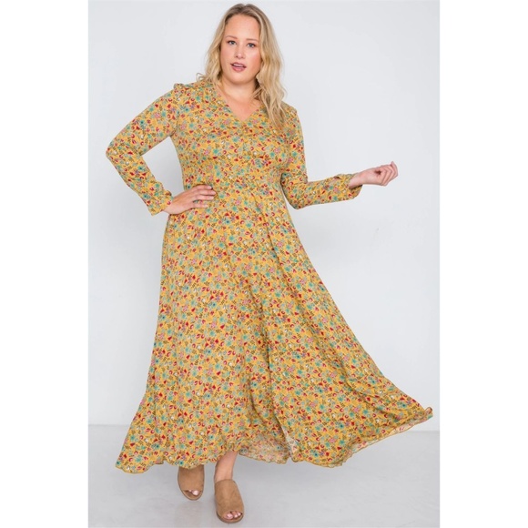 GioVanni Di Rocco Dresses & Skirts - Plus Size Floral Print Button Down Maxi Dress